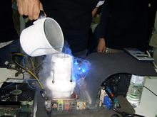 Liquid nitrogen may be used for cooling an overclocked system, when an extreme measure of cooling is needed. 2007TaipeiITMonth IntelOCLiveTest Overclocking-6.jpg