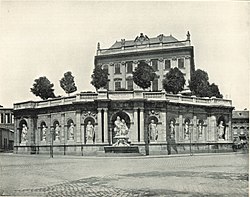 Albrechtova kašna a palác arcivévody Albrechta kolem roku 1898