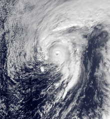 Satellite image of a well-defined hurricane near the Azores on January 14