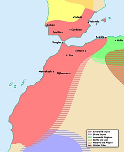 Kerajaan Almoravid pada masa kejayaannya, c. 1120.