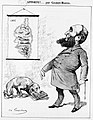 Caricature de Jules Ferry et de sa majorité parlementaire conservée à l'issue du débat (Le Don Quichotte, 13 juin 1884)
