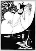 Punctul culminant, ilustrație pentru Salomeea a lui Oscar Wilde; de Aubrey Vincent Beardsley; 1893; xilogravură; 34 x 27 cm; colecție privată[147]
