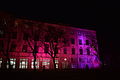 El edificio iluminado en ocasión de la Noche de los Museos 2015.