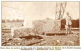 Extraction des blocs de marbre.