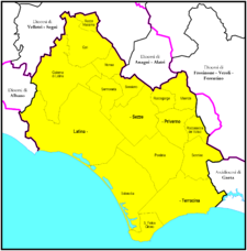 Diecéze Latina-Terracina-Sezze-Priverno na mapě