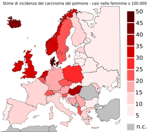 Europe - Incidence for women of lung cancer in...