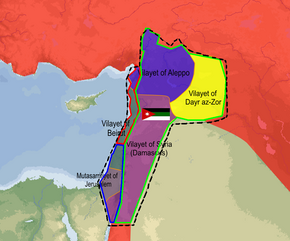 Kart over Det arabiske kongedømmet Syria