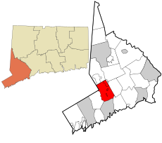 Wilton's location within Fairfield County and Connecticut