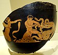 Pot fragmentaire avec une scène d'Héraclès terrassant l'Hydre de Lerne, Italie du Sud, 375-340 av. J.-C., céramique - Fitchburg Art Museum