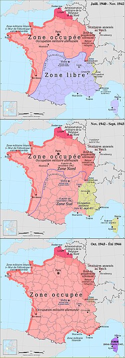 ナチス・ドイツによるフランス占領の位置