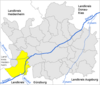 Lage der Stadt Gundelfingen im Landkreis Dillingen an der Donau
