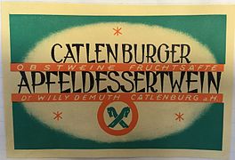 Etikett des Katlenburger Apfeldessertweins, ca. 1930