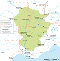 Le royaume de Bourgogne au début du IXe siècle avant le Traité de Verdun de 843.