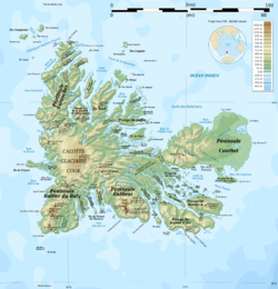 Mapa ostrova Grande Terre a přilehlých ostrůvků