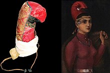 Koorkhars (600 BC - 1800s AD) is a traditional Ingush female head cover (hair is put into the "horns") which comes either single "horn" for usage as cushion with helmet, or double "horns" during peacetime which are covered in jewelry. Koorkhars traditional Ingush female head cover (600 BC - 1800's AD).jpg