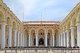 Le palais des Nayaks de Madurai, un chef-d'œuvre de l'architecture du Tamil Nadu et de l'Inde du Sud.