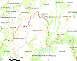 Mapa obce Thérondels