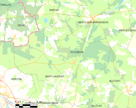 Mapa obce Vouzeron