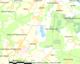 Mapa obce Chiry-Ourscamp