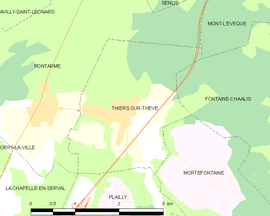 Mapa obce Thiers-sur-Thève