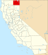 Harta statului California indicând comitatul Modoc
