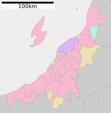 上田銀山の位置（新潟県内）