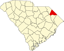 Karte von Dillon County innerhalb von South Carolina