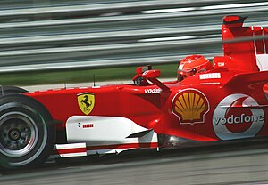 Michael Schumacher driving for Ferrari at the ...