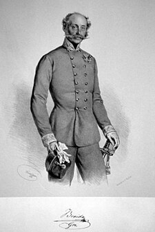 Mořic Braida jako generálmajor (1858, litografie, Josef Kriehuber)