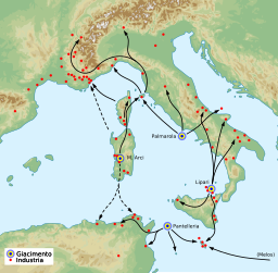 Obsidian diffusion Mediterranean map