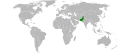 Карта с указанием местоположения Пакистана и Объединенных Арабских Эмиратов