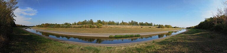 180°-Panorama der Betonelster zwischen Zitzschen (rechts) und Knauthain (links)