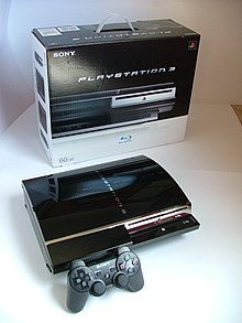 A 60 GB PlayStation 3 unit with a box and controller.