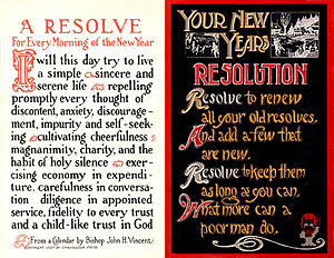 English: Two New Year's Resolutions postcards