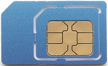 A typical SIM card (mini-SIM with a cutout to convert the card to micro-SIM size) SIM-Karte von Telefonica O2 Europe - Standard und Micro.jpg