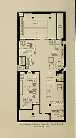 Original sub-basement floor plan of Engineers' Club
