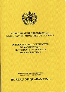 Cover of the new International Certificate of Vaccination issued by the Bureau of Quarantine in the Philippines since 2021 The New Cover of the International Certificate of Vaccination issued by the Philippines.jpg