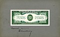Fifty-peso silver certificate from the 1936 series, progress proof reverse
