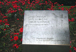 Placa con un fragmento de L'Emigrant de Verdaguer