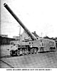 14"/50 caliber railway gun at maximum elevation