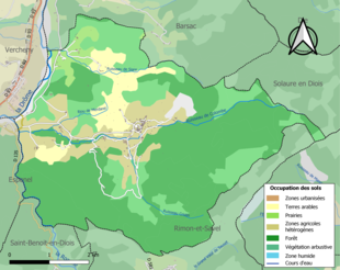 Carte en couleurs présentant l'occupation des sols.