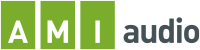 The letters A, M, and I in white in three green boxes, with the word "audio" next to them in dark gray, all in a sans serif font