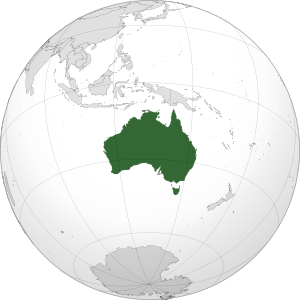 English: Orthographic map of Australia centere...