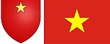 Blason de la ville d’Aix-les-Bains et drapeau du Vietnam.