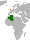 Location map for Algeria and the United Kingdom.