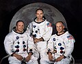 Tripulación del Apolo 11. De izquierda a derecha: Neil Armstrong, Michael Collins y Edwin «Buzz» Aldrin. Por la NASA.
