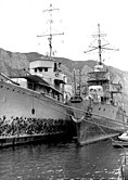 Zagreb's sister ship Beograd (right) with Dubrovnik (left)