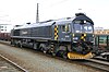 A Class 66 locomotive in Norway with a cab air conditioner unit installed