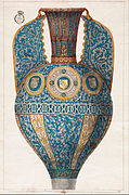 Д. С. Сарабиа. Крылатая ваза. Бумага, акварель. 1762. Королевская академия изящных искусств Сан-Фернандо, Мадрид