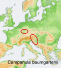 Distribution map Campanula baumgartenii.png